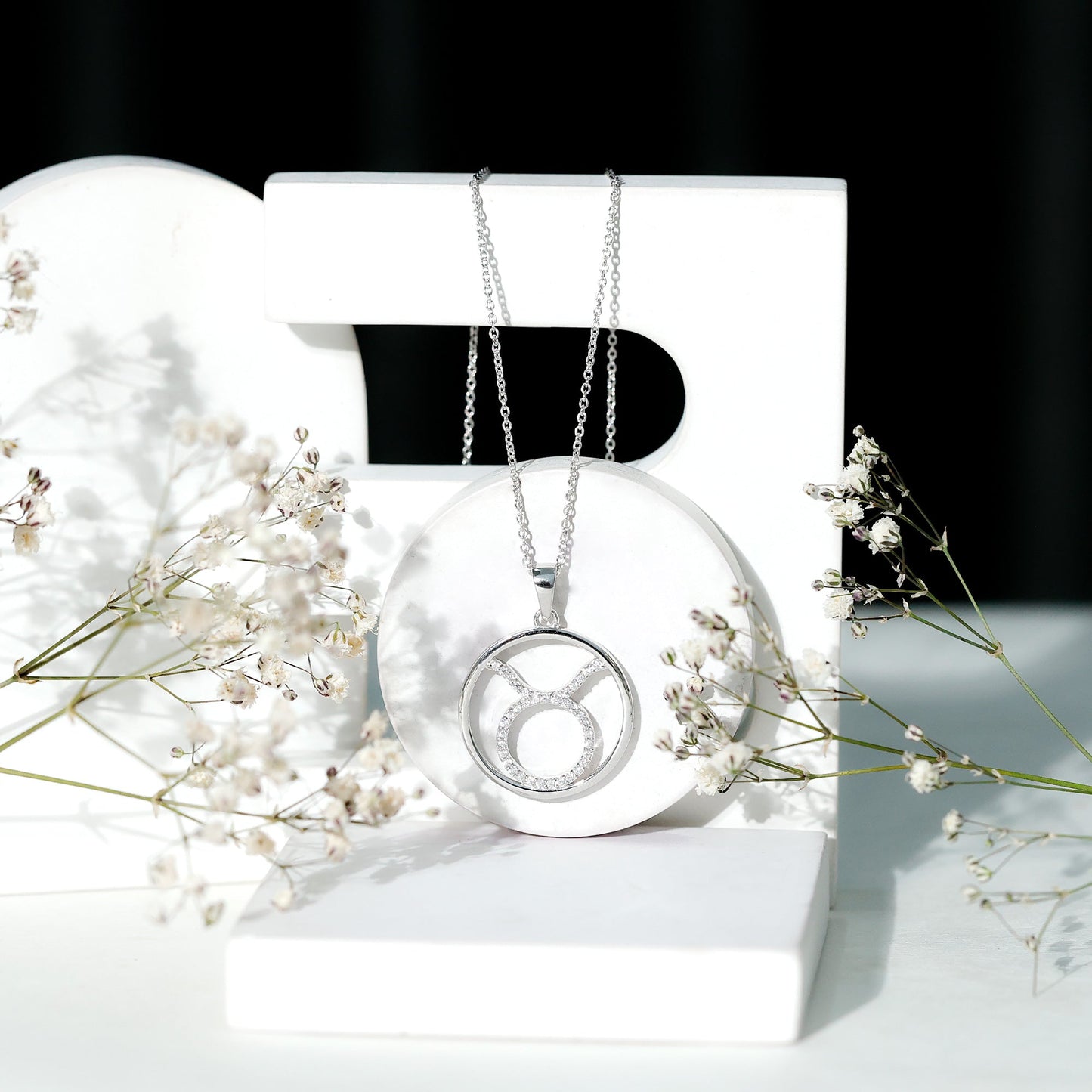 Certified Moissanite Taurus Zodiac Sign Pendant Necklace