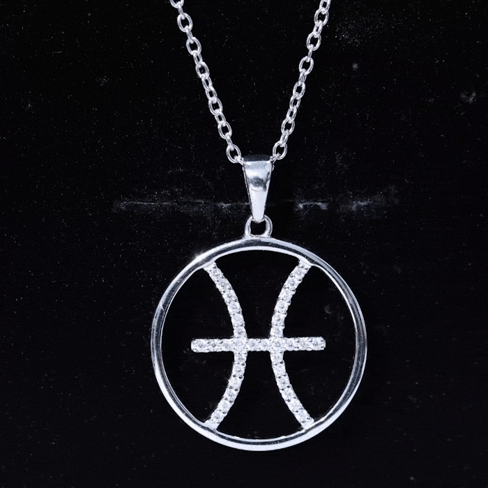 Certified Moissanite Pisces Zodiac Sign Pendant Necklace
