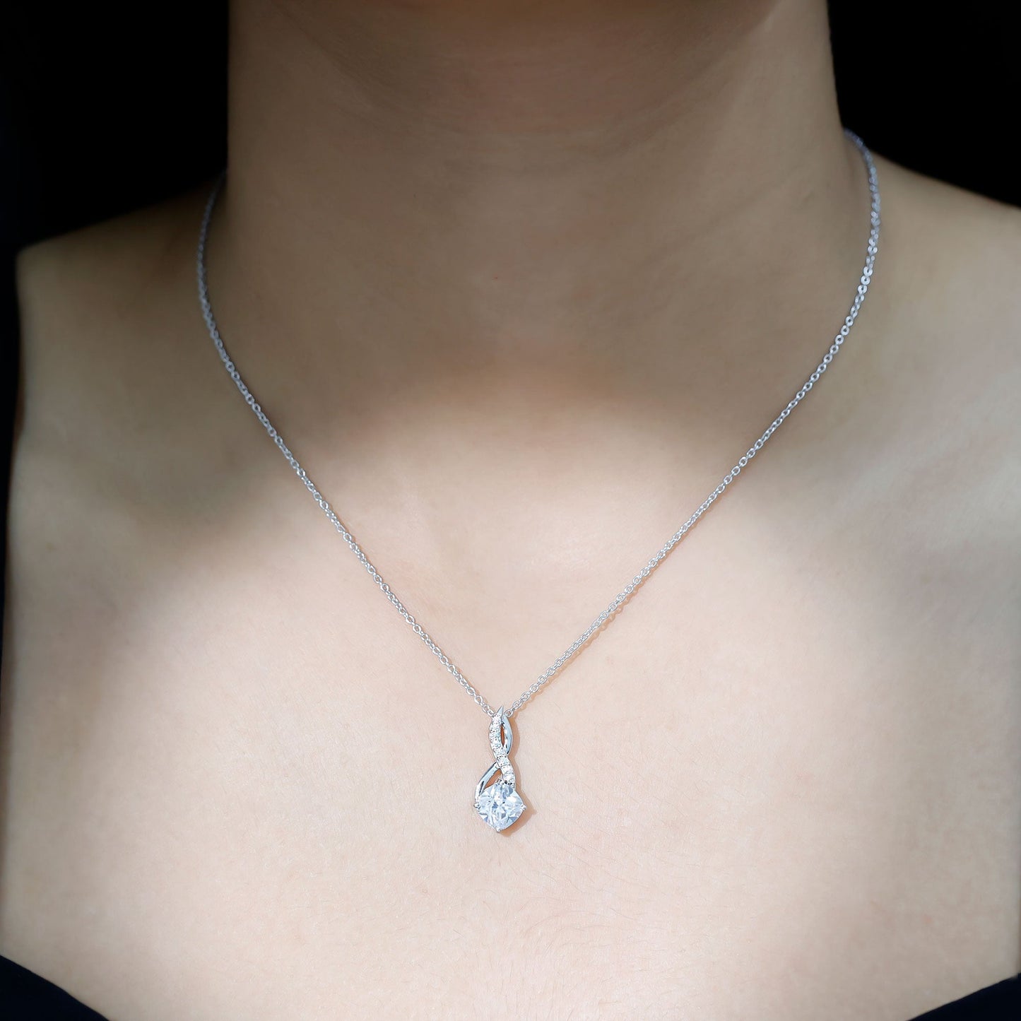 2 Carat Cushion Cut Cubic Zirconia Infinity Necklace for Women