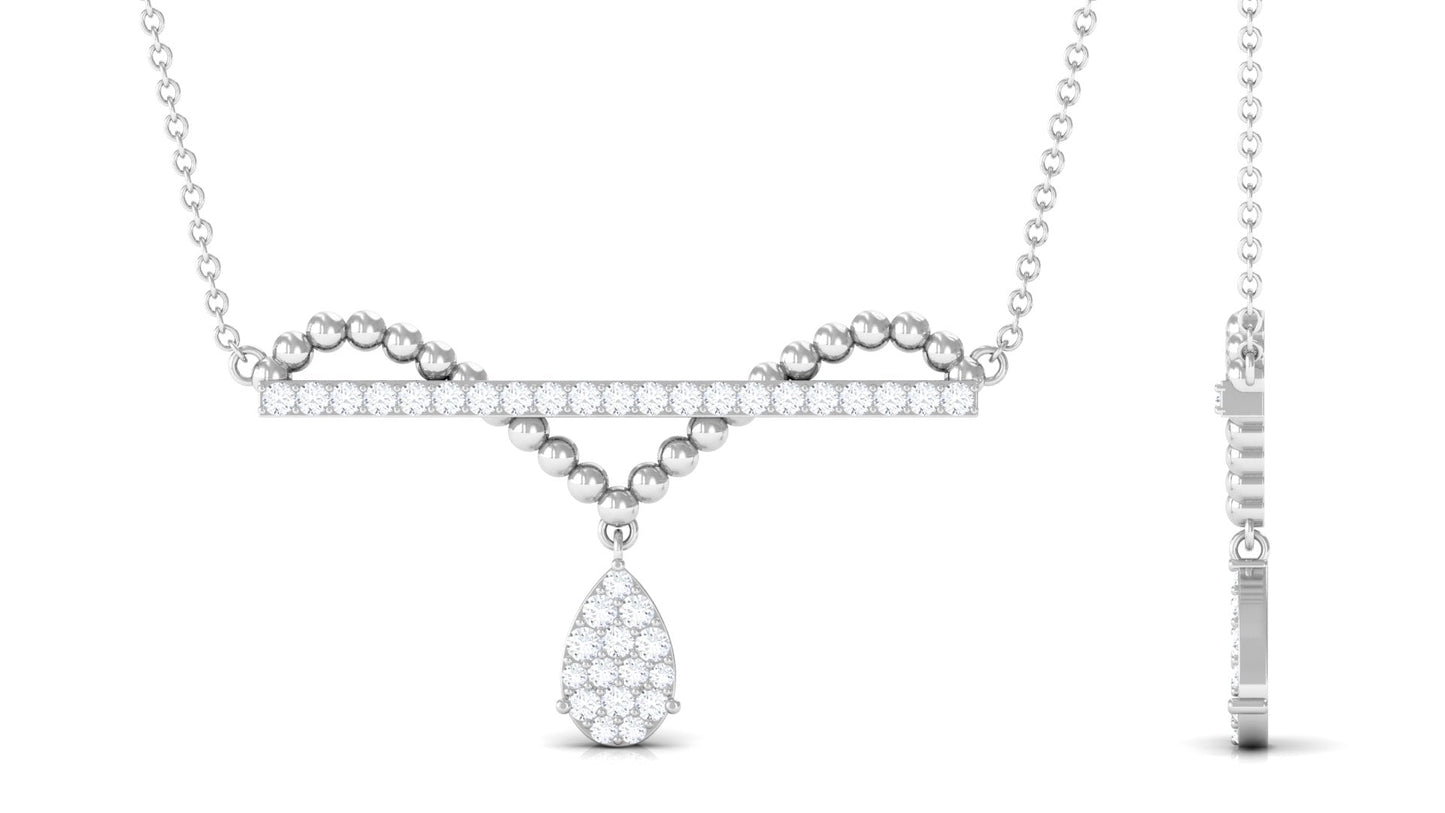 Designer Moissanite Bar Drop Necklace in Pave Setting