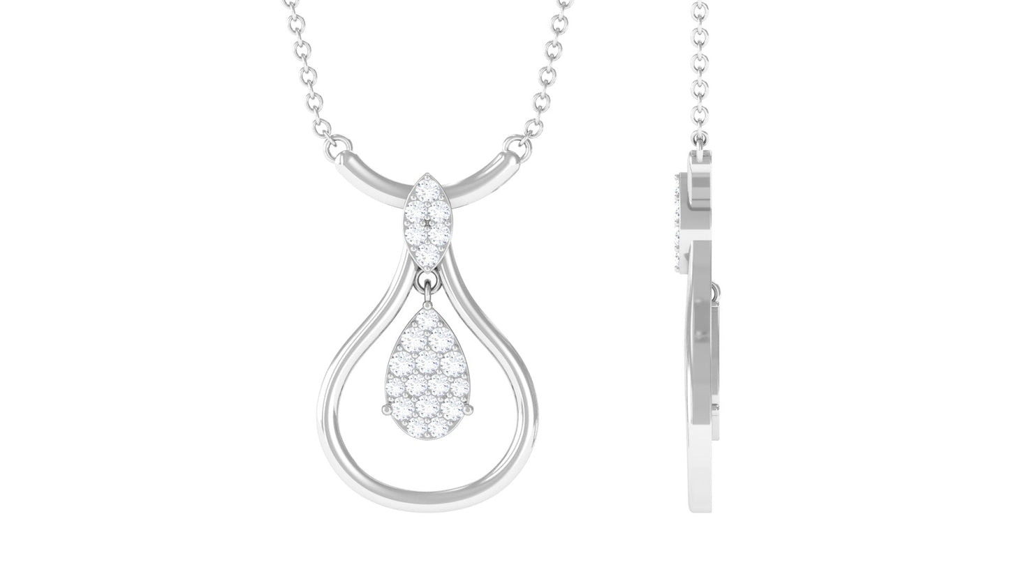 Certified Moissanite Teardrop Necklace in Illusion Setting