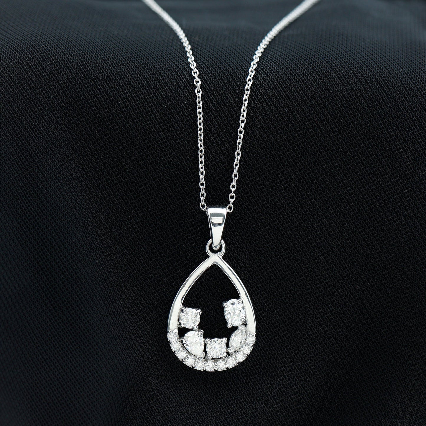 Designer Moissanite Teardrop Pendant Necklace