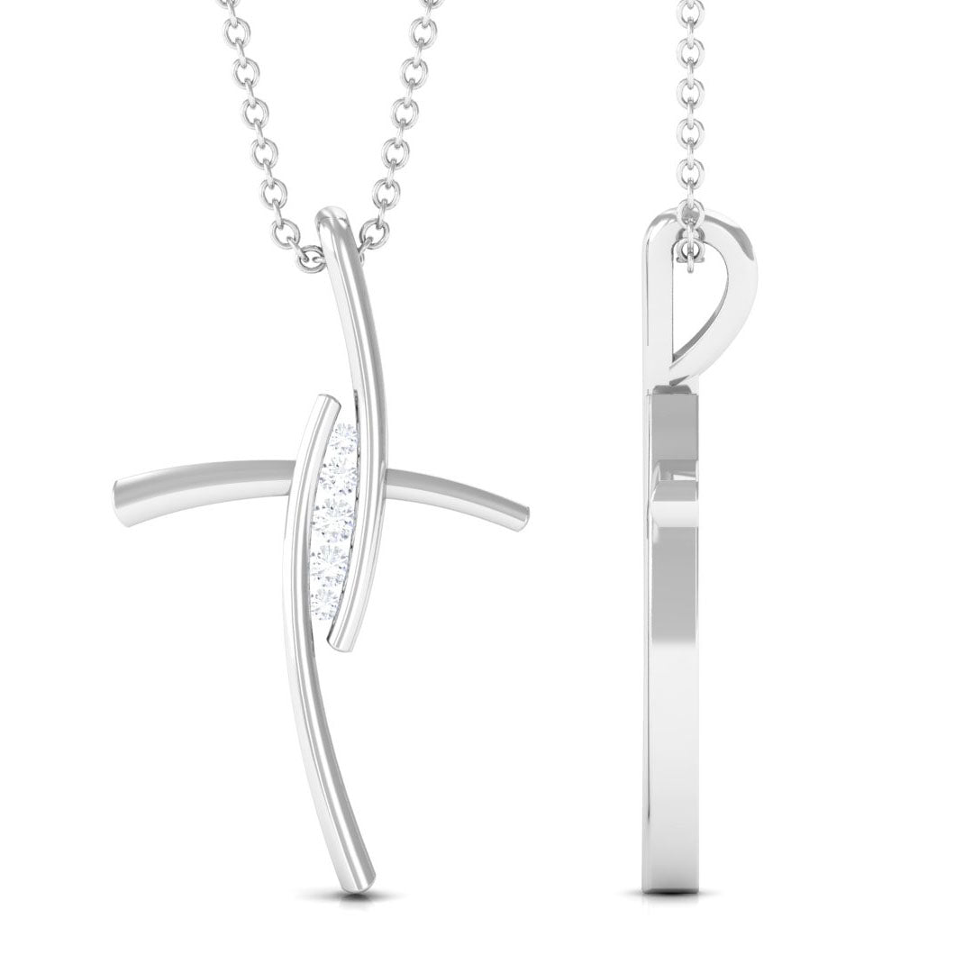 Contemporary Moissanite Religious Cross Pendant Necklace