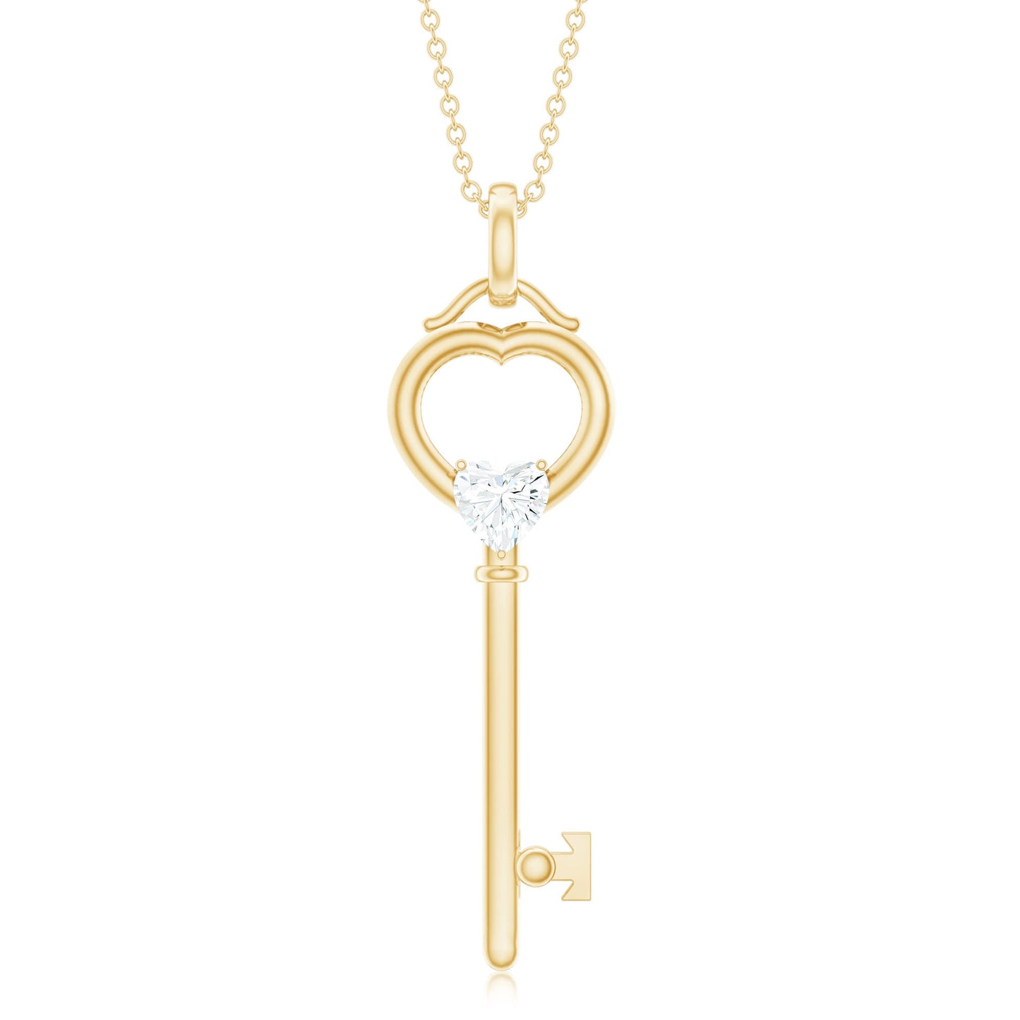 Certified Moissanite Key to My Heart Necklace for Women