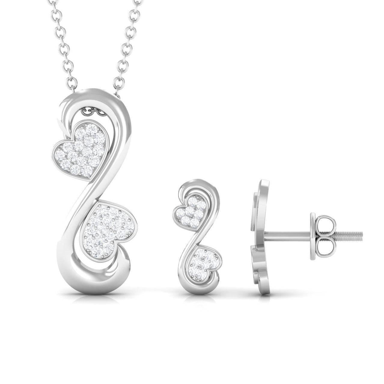 Certified Moissanite Heart Infinity Jewelry Set