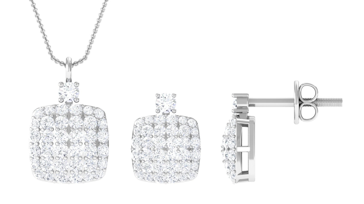 Round Moissanite Matching Necklace and Earrings Set