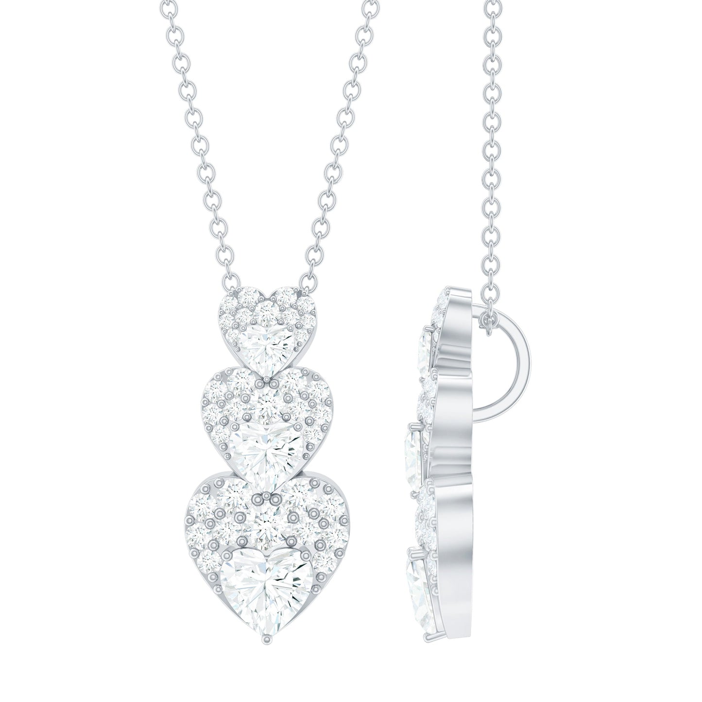 Certified Moissanite Dangle Heart Pendant Necklace