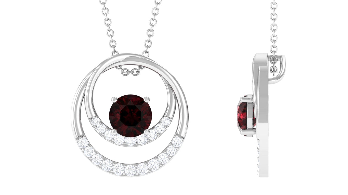 Garnet and Diamond Promise Eternity Pendant Necklace