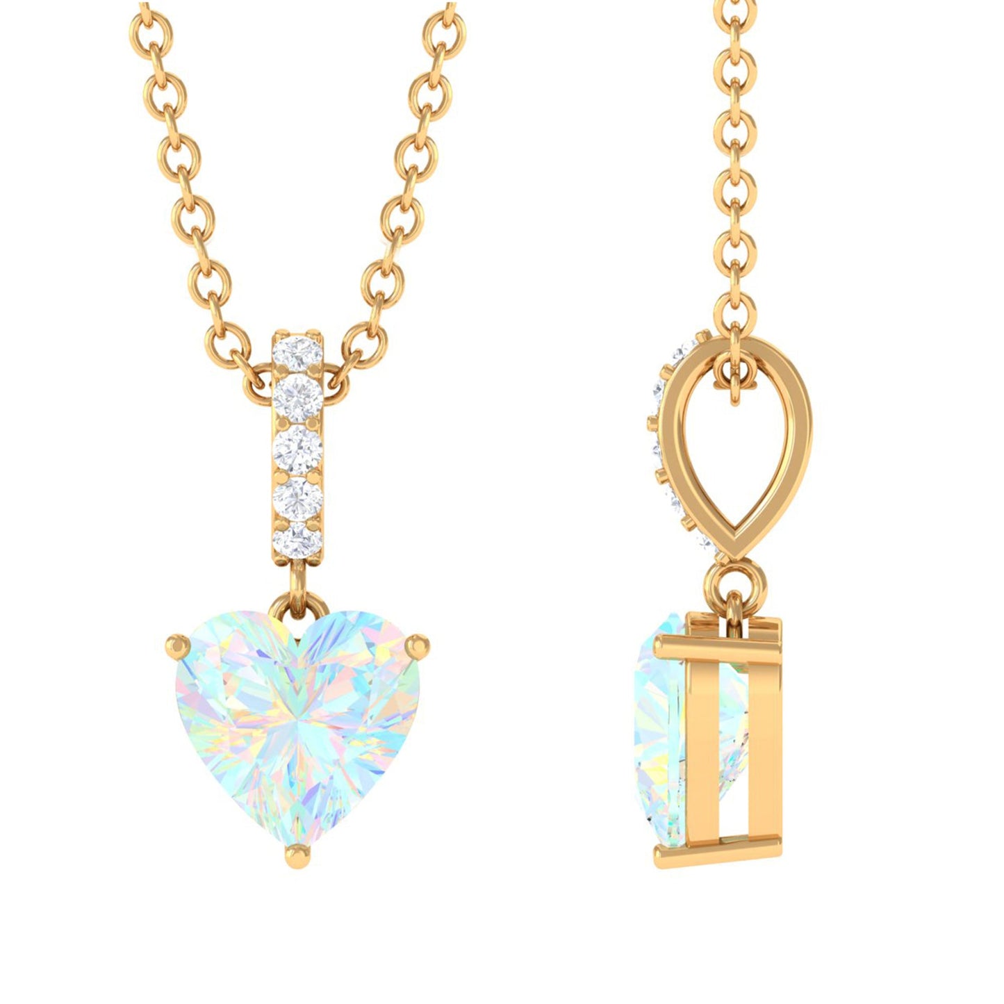 0.75 Carat Solitaire Ethiopian Opal Heart Locket Necklace