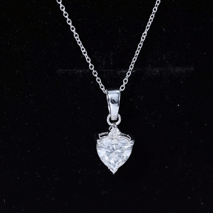 Sterling Silver 2 Carat Moissanite Heart Pendant Necklace