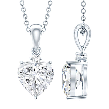 Sterling Silver 2 Carat Moissanite Heart Pendant Necklace