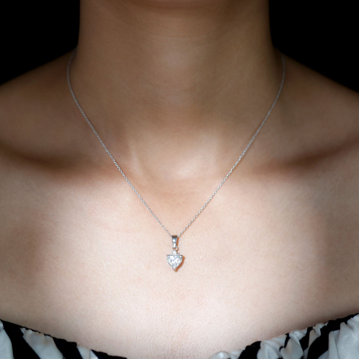 Sterling Silver 2 Carat Moissanite Heart Pendant Necklace