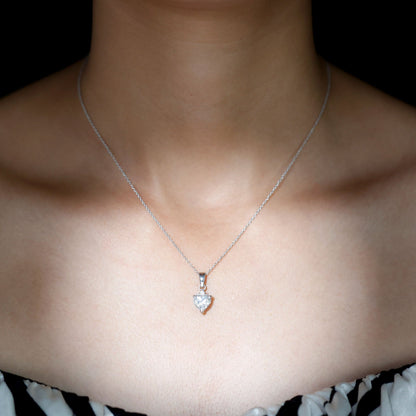 Sterling Silver 2 Carat Moissanite Heart Pendant Necklace