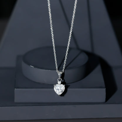 Sterling Silver 2 Carat Moissanite Heart Pendant Necklace