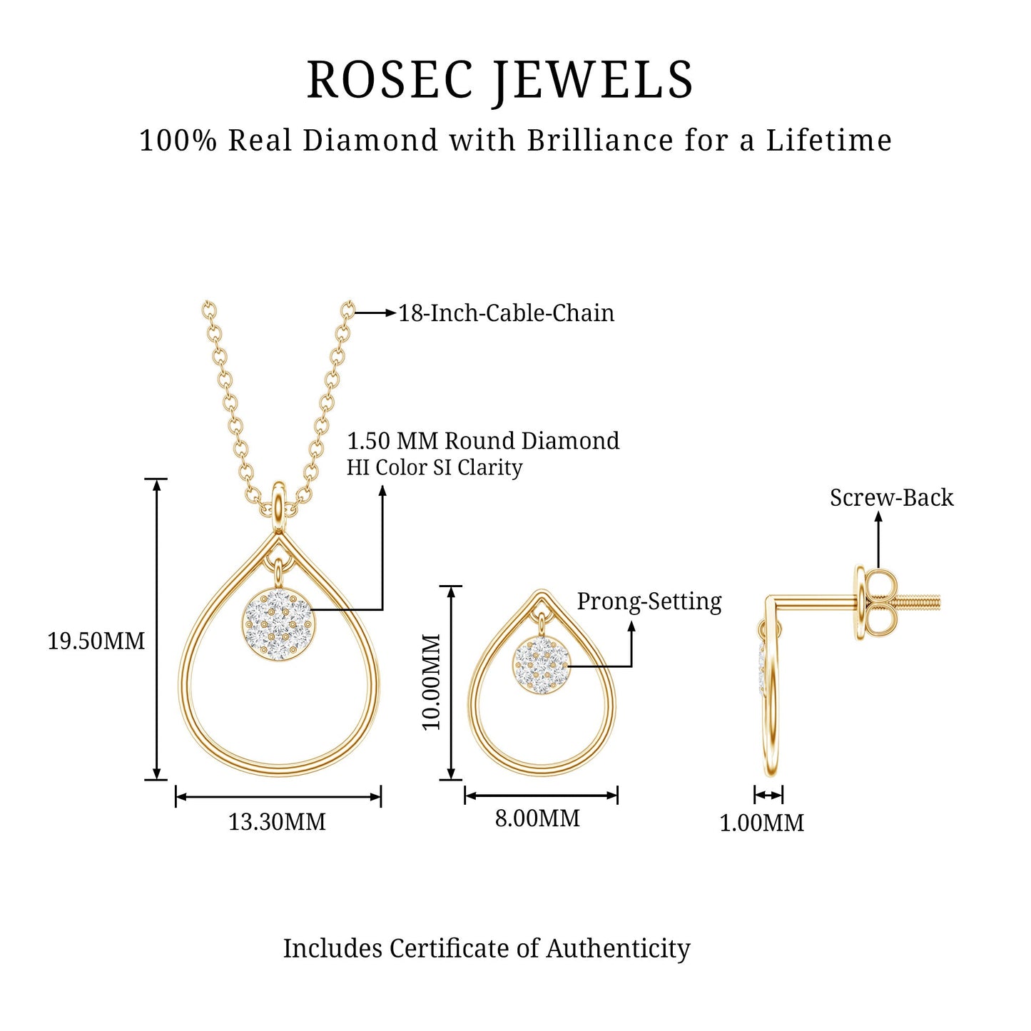 Diamond Wedding Necklace Earring Set for Bride