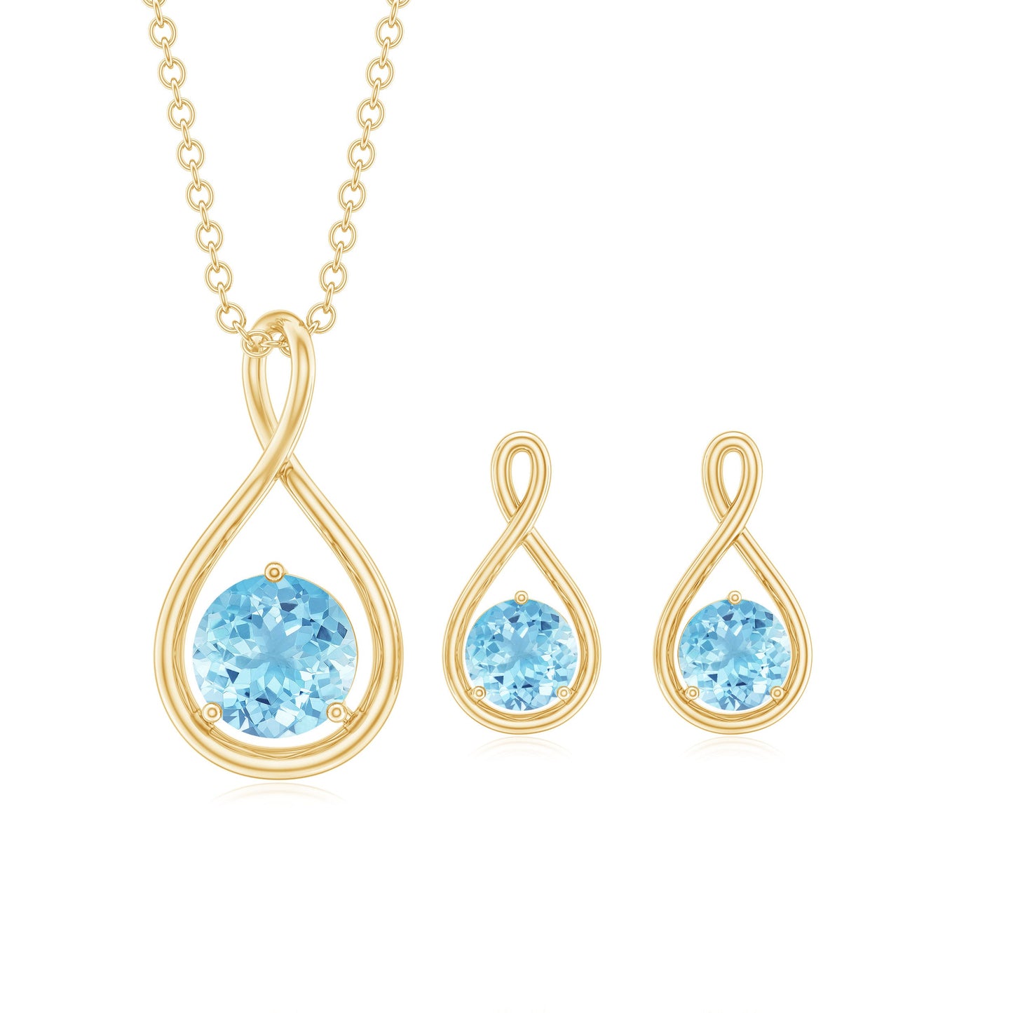 Natural Aquamarine Infinity Jewelry Set for Women