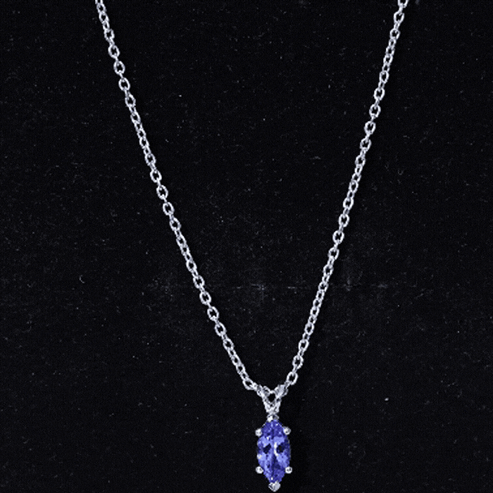 Natural 0.6 Carat Marquise Tanzanite Pendant Necklace with Silver Chain