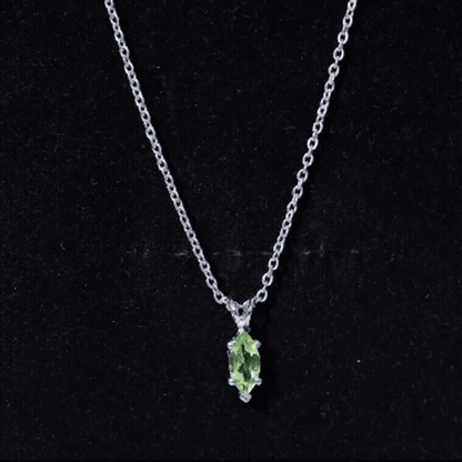 0.74 Carat Marquise Cut Peridot Birthstone Necklace with Silver Chain