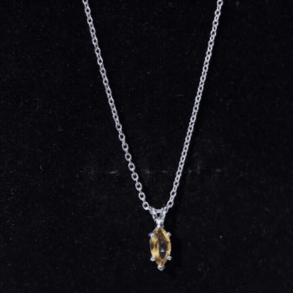 Marquise Cut 4X8 MM Citrine Solitaire Necklace with Silver Chain