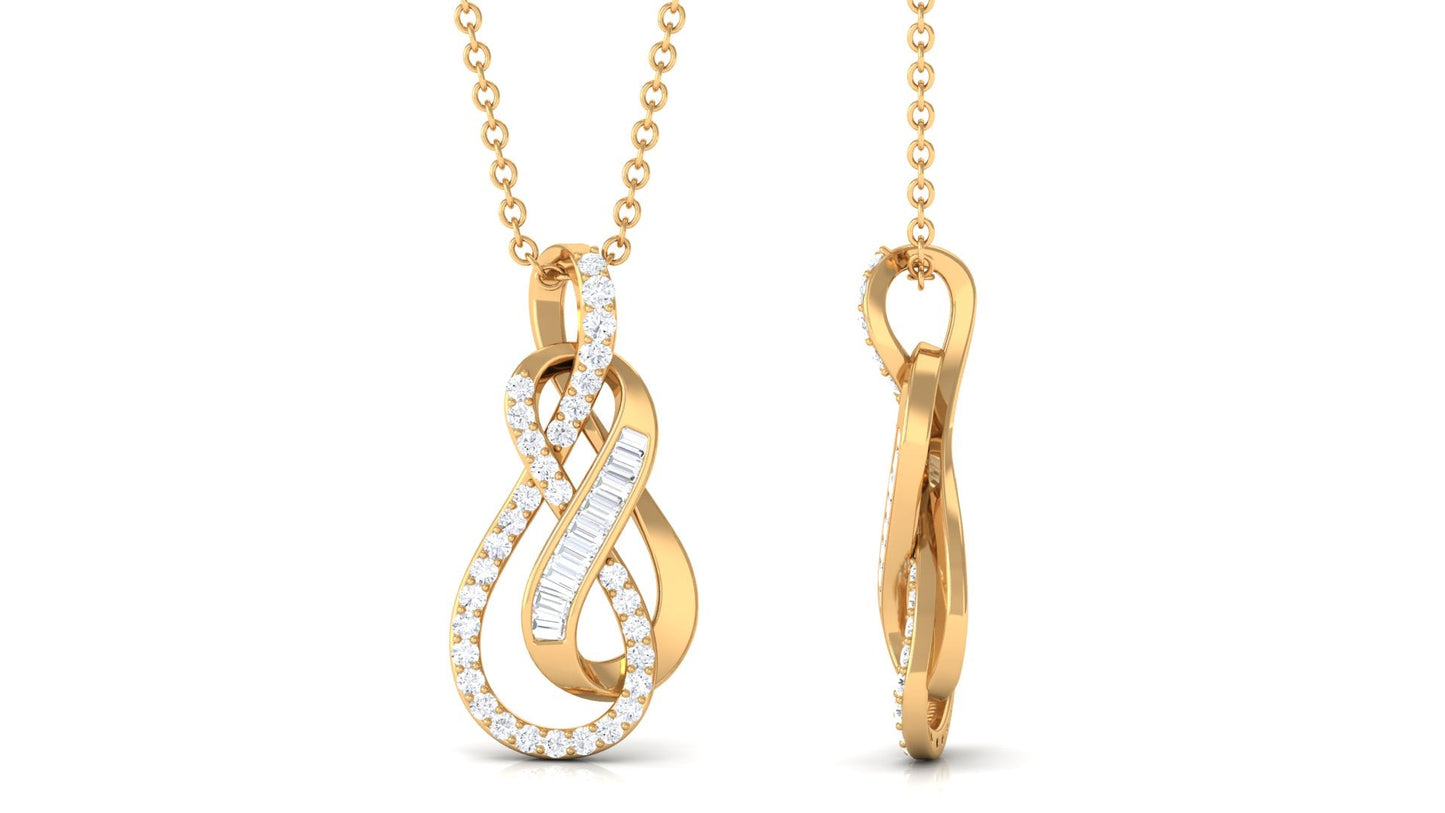 Twin Interlock Infinity Pendant Necklace with Natural Diamond