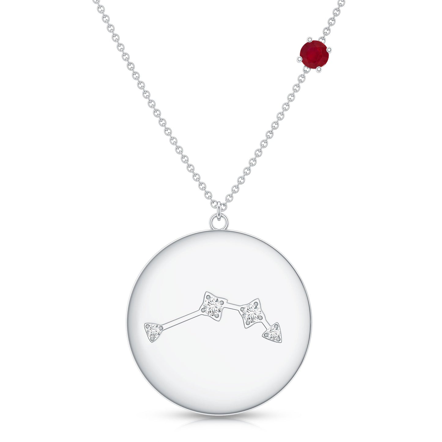 Genuine Ruby and Diamond Cancer Constellation Necklace