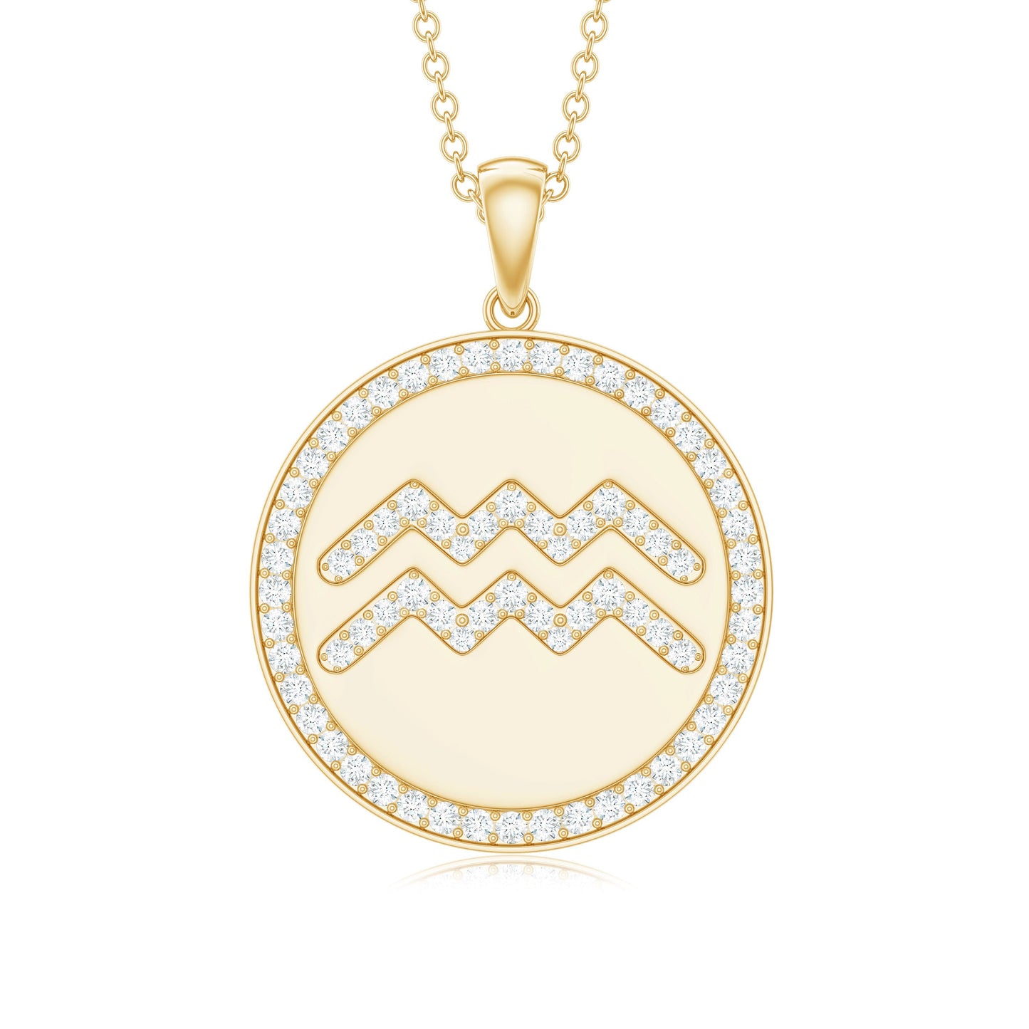 Moissanite Disc Aquarius Zodiac Pendant Necklace for Women