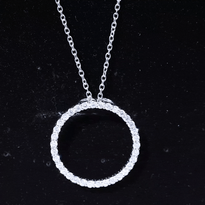 Certified Moissanite Eternity Circle Necklace with Chain