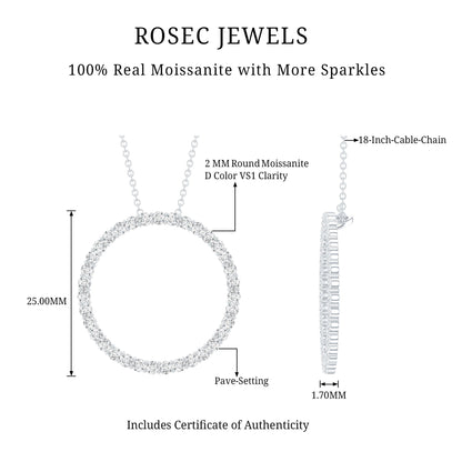 Certified Moissanite Eternity Necklace with Chain