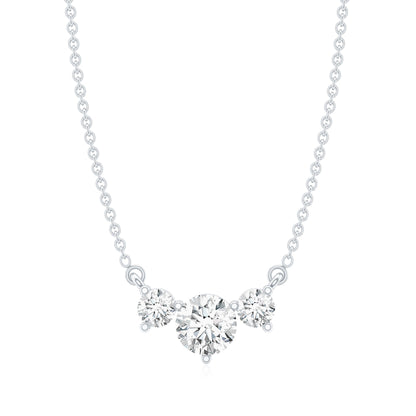 Certified Moissanite Three Stone Stackable Necklace