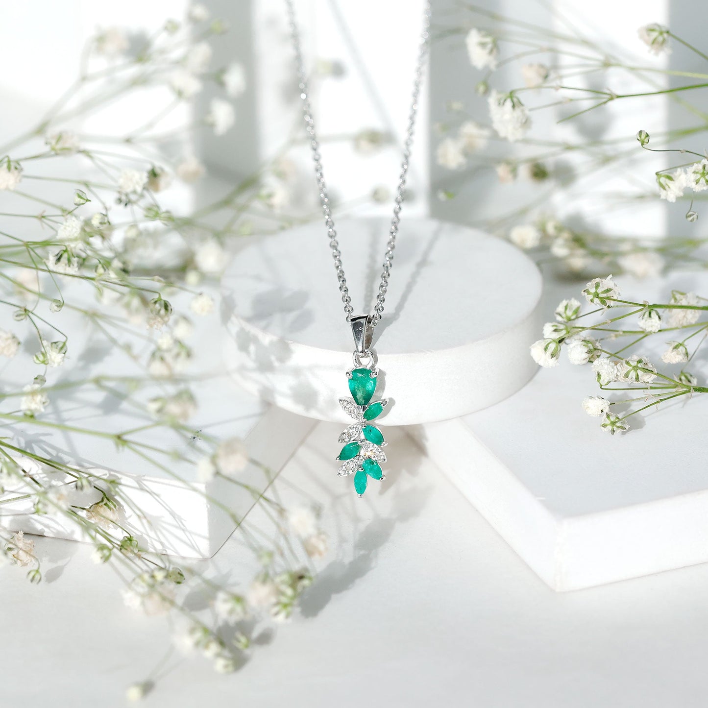 Genuine Emerald and Diamond Designer Bridal Necklace