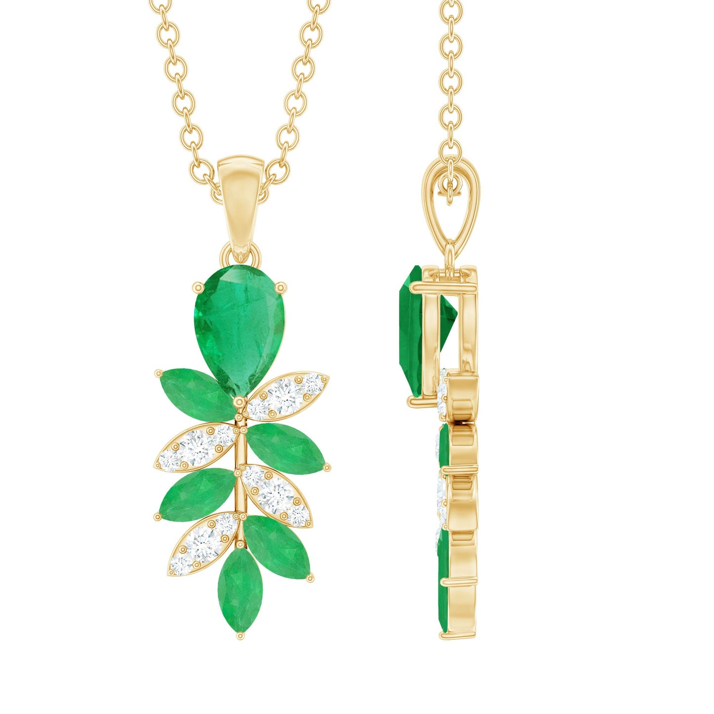 Genuine Emerald and Diamond Designer Bridal Necklace