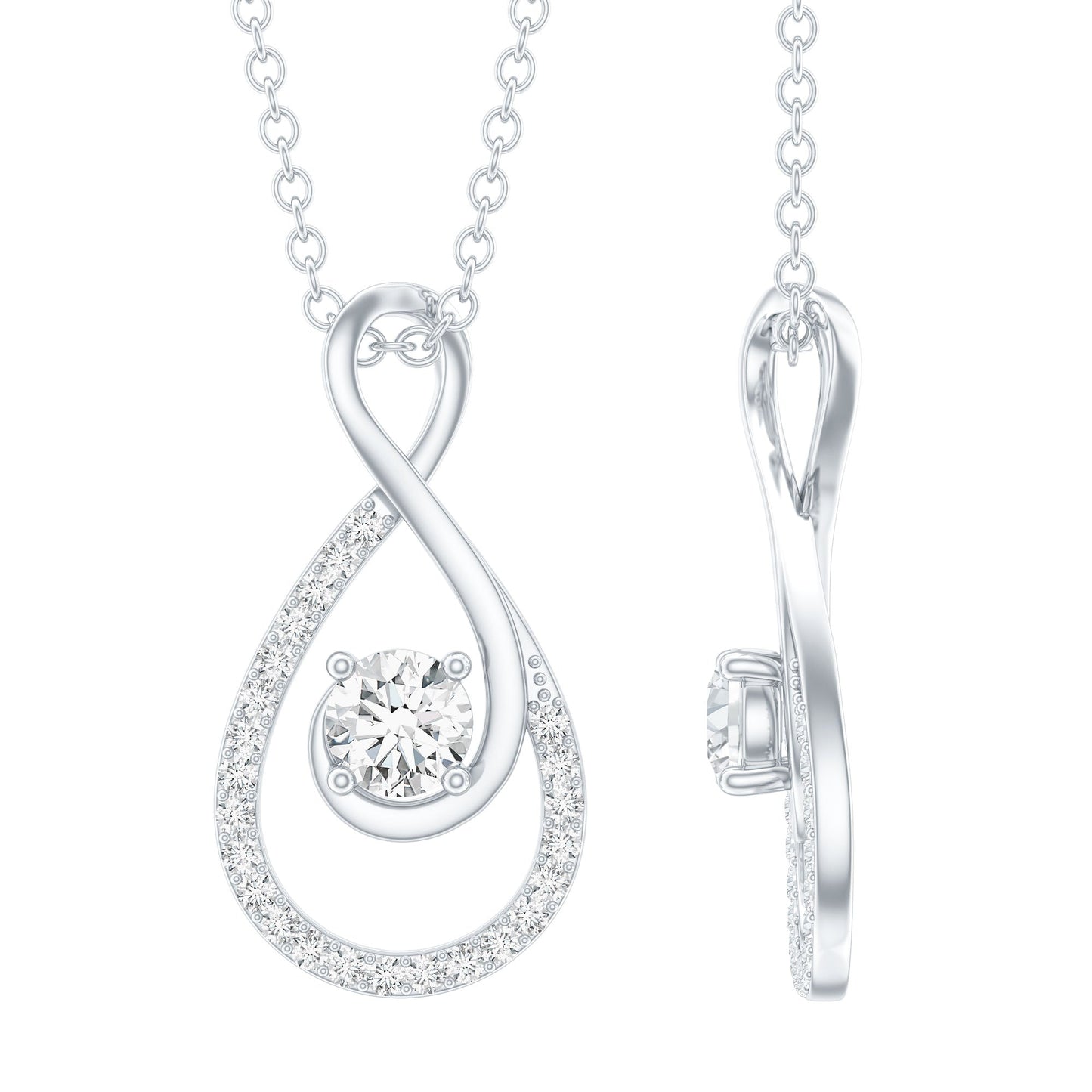 Certified Moissanite Infinity Pendant Necklace for Women