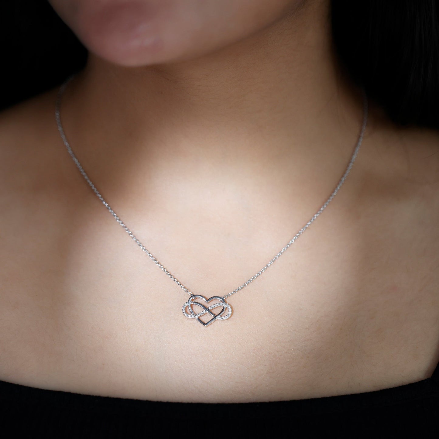 Moissanite Infinity Heart Necklace In Sterling Silver
