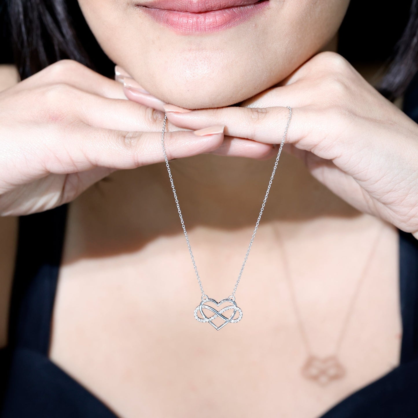 Moissanite Infinity Heart Necklace In Sterling Silver