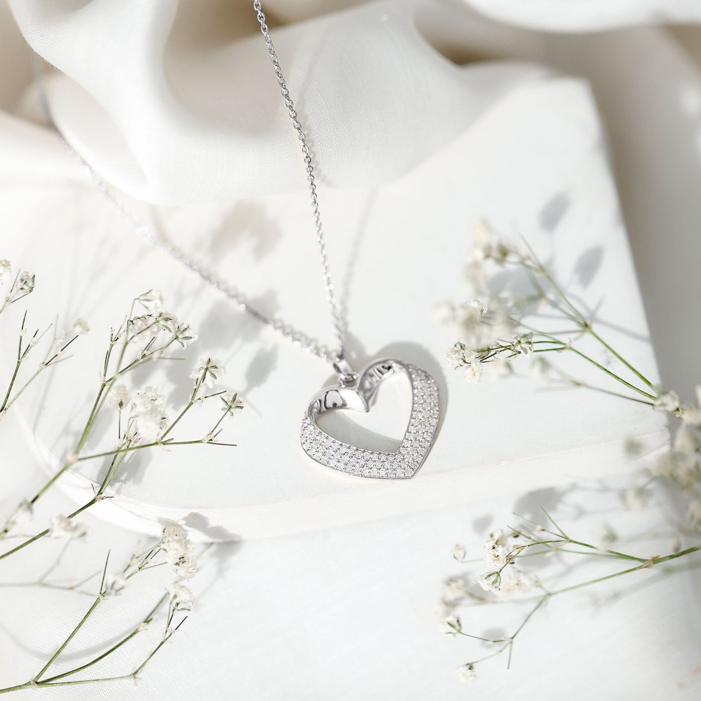 Certified Moissanite Heart Bridal Necklace With Chain