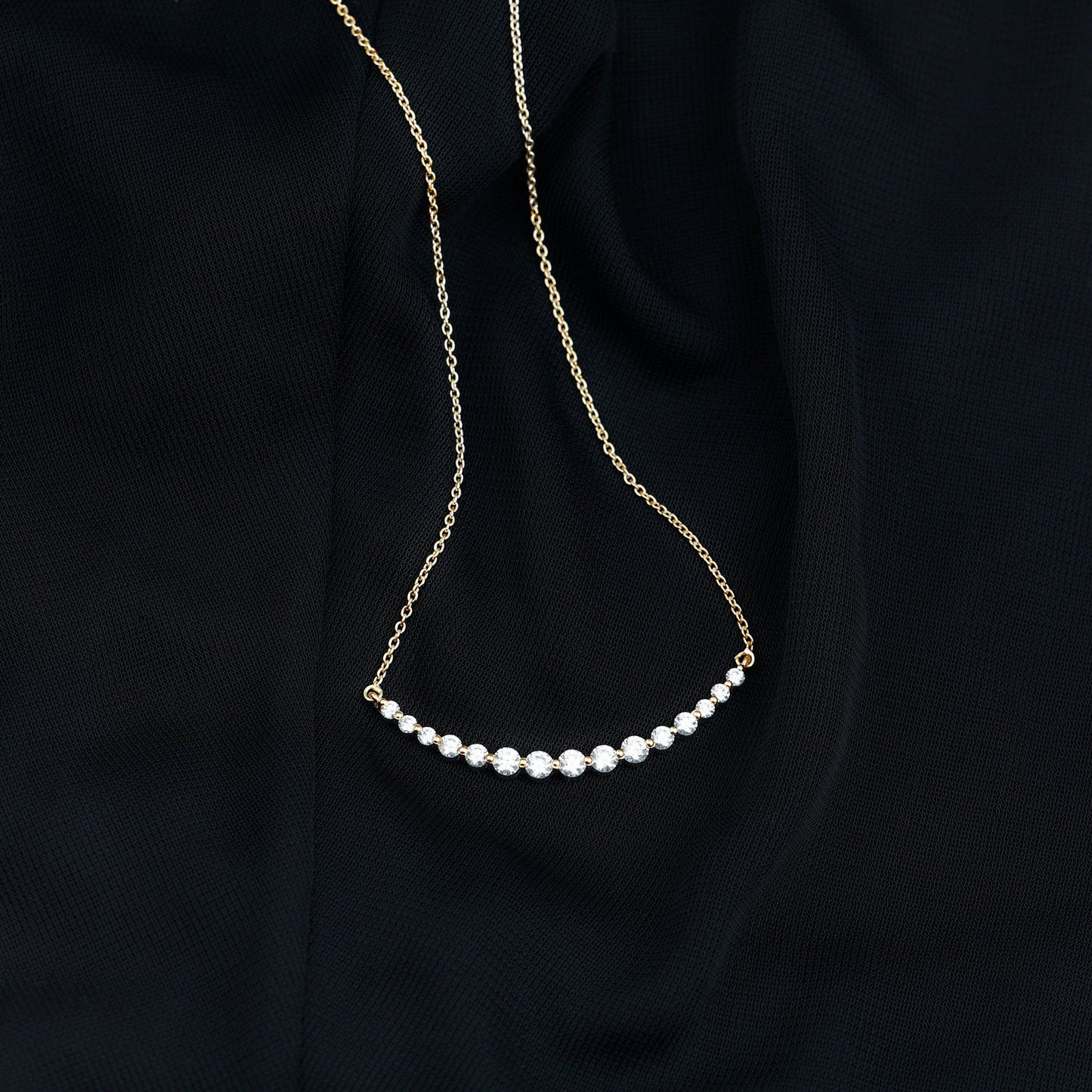 Moissanite Curved Bar Necklace for Women