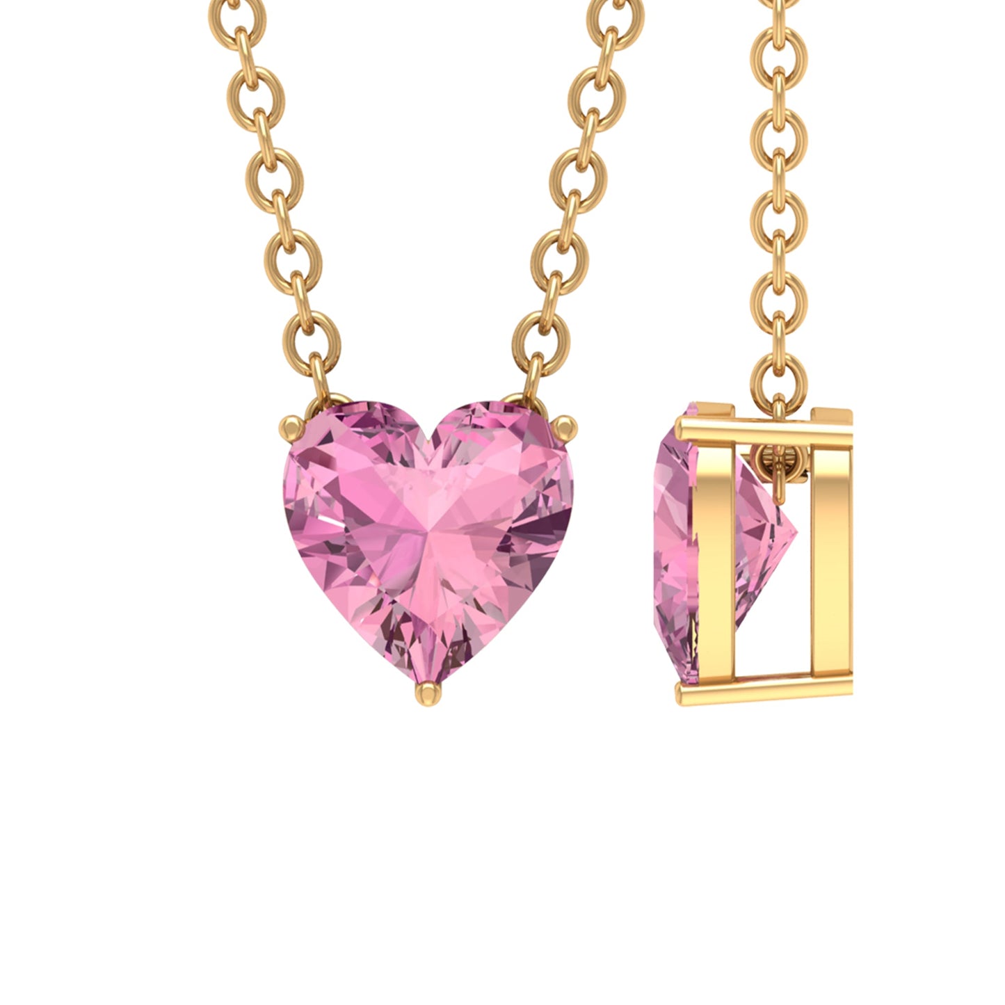 0.9 Carat Heart Shape Pink Tourmaline Pendant Necklace