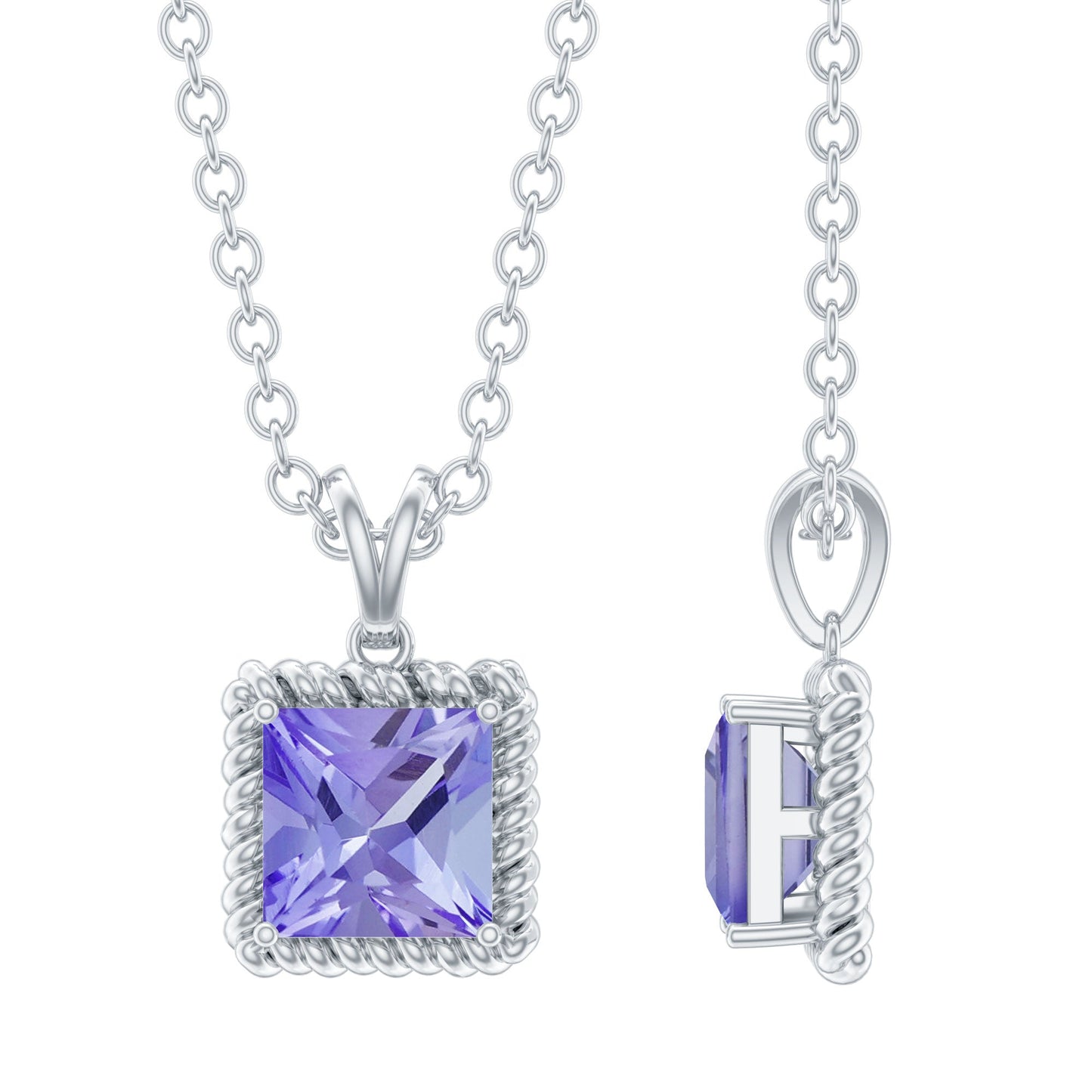 Genuine 0.7 Carat Tanzanite Solitaire Necklace With Silver Chain