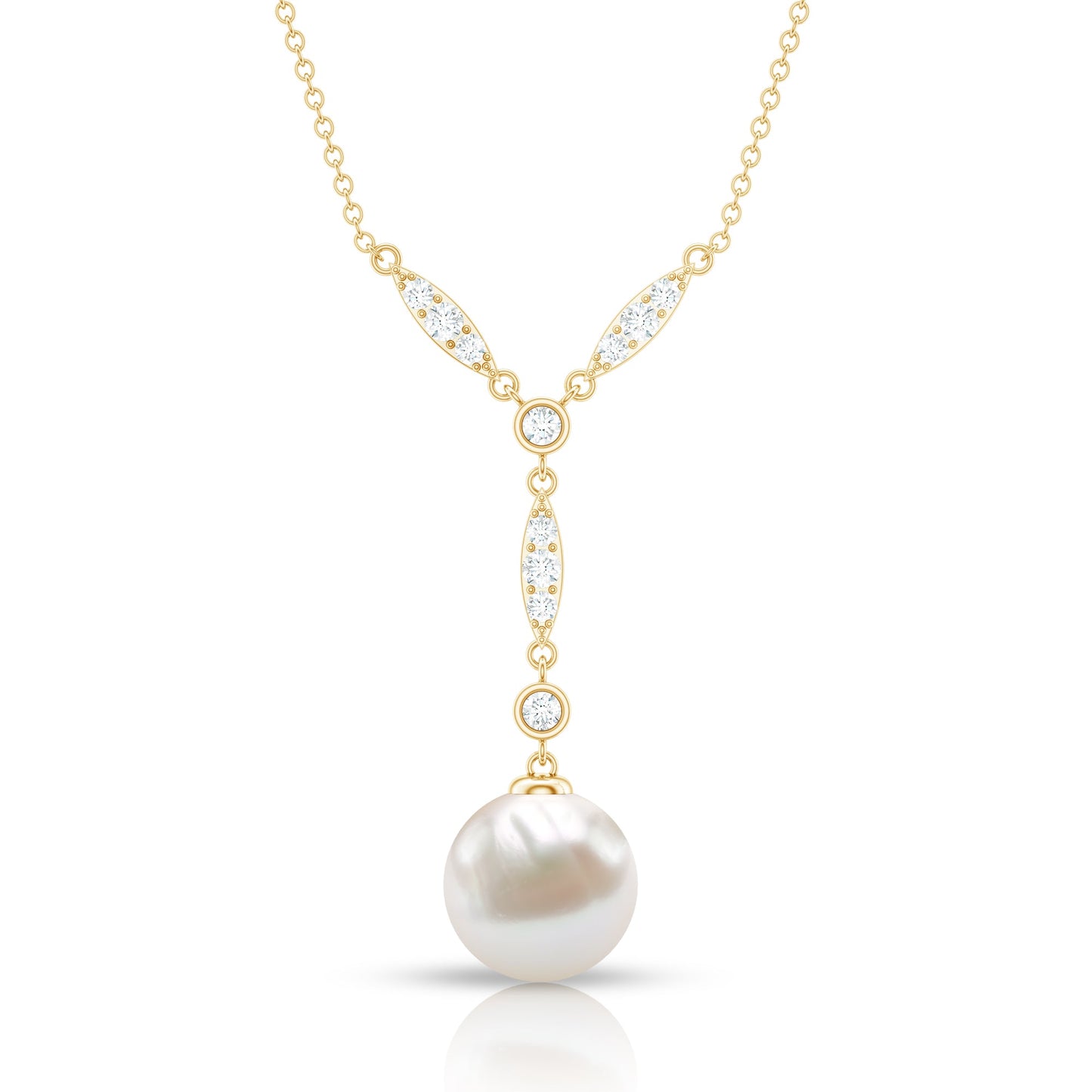 Natural Freshwater Pearl Bridal Necklace With Lab Diamond