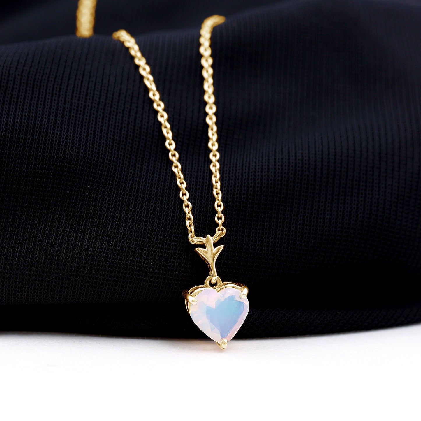 0.75 Carat Heart Shape Ethiopian Opal Necklace With Chain