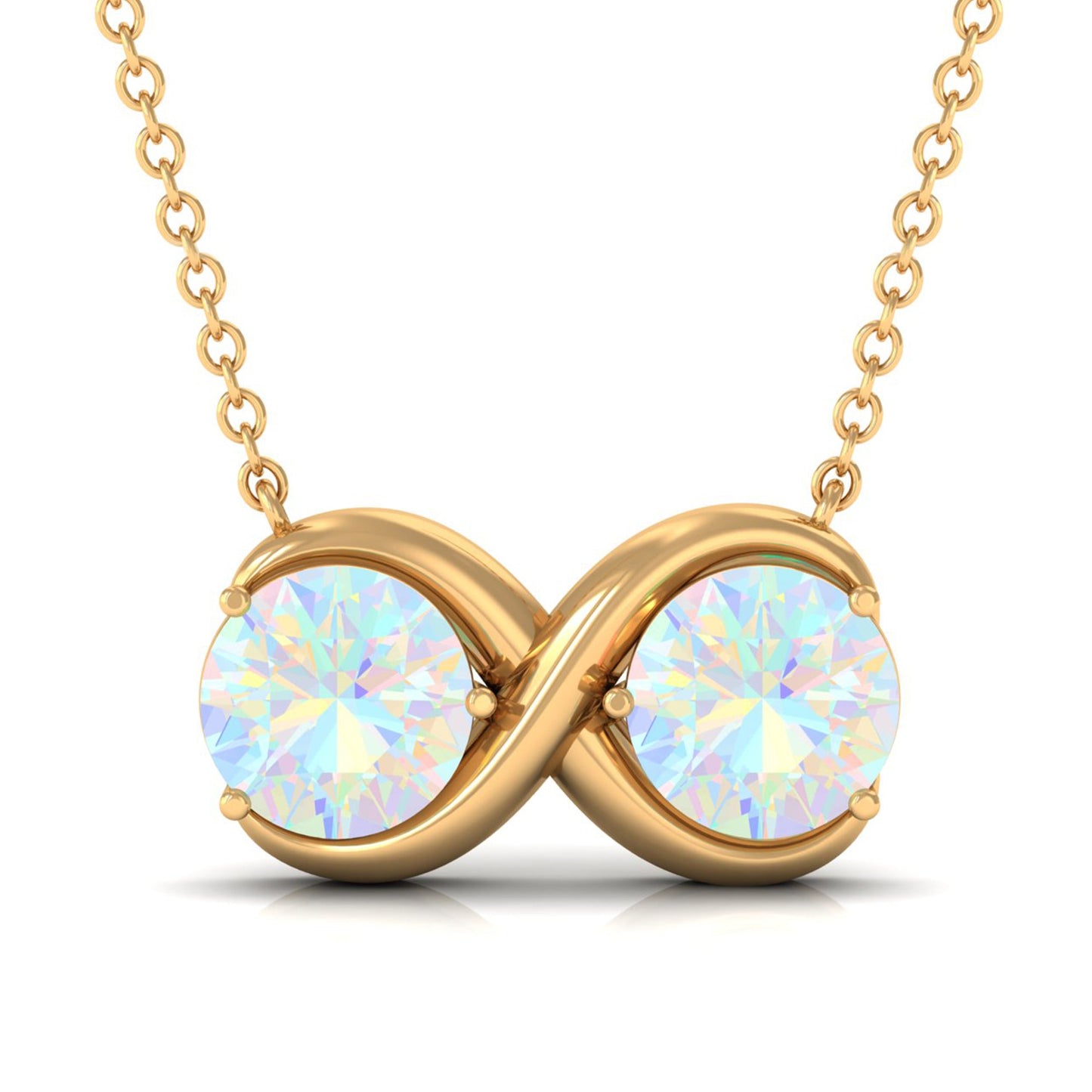 Real Ethiopian Opal 2 Stone Infinity Necklace for Women