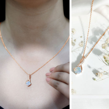 Ethiopian Opal Solitaire Infinity Necklace with Moissanite