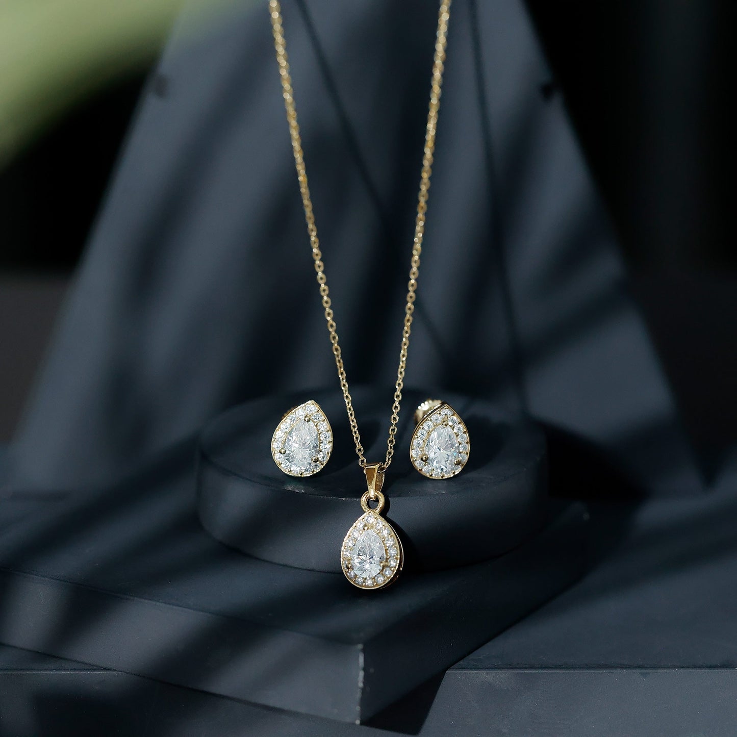 Certified Moissanite Teardrop Jewelry Set