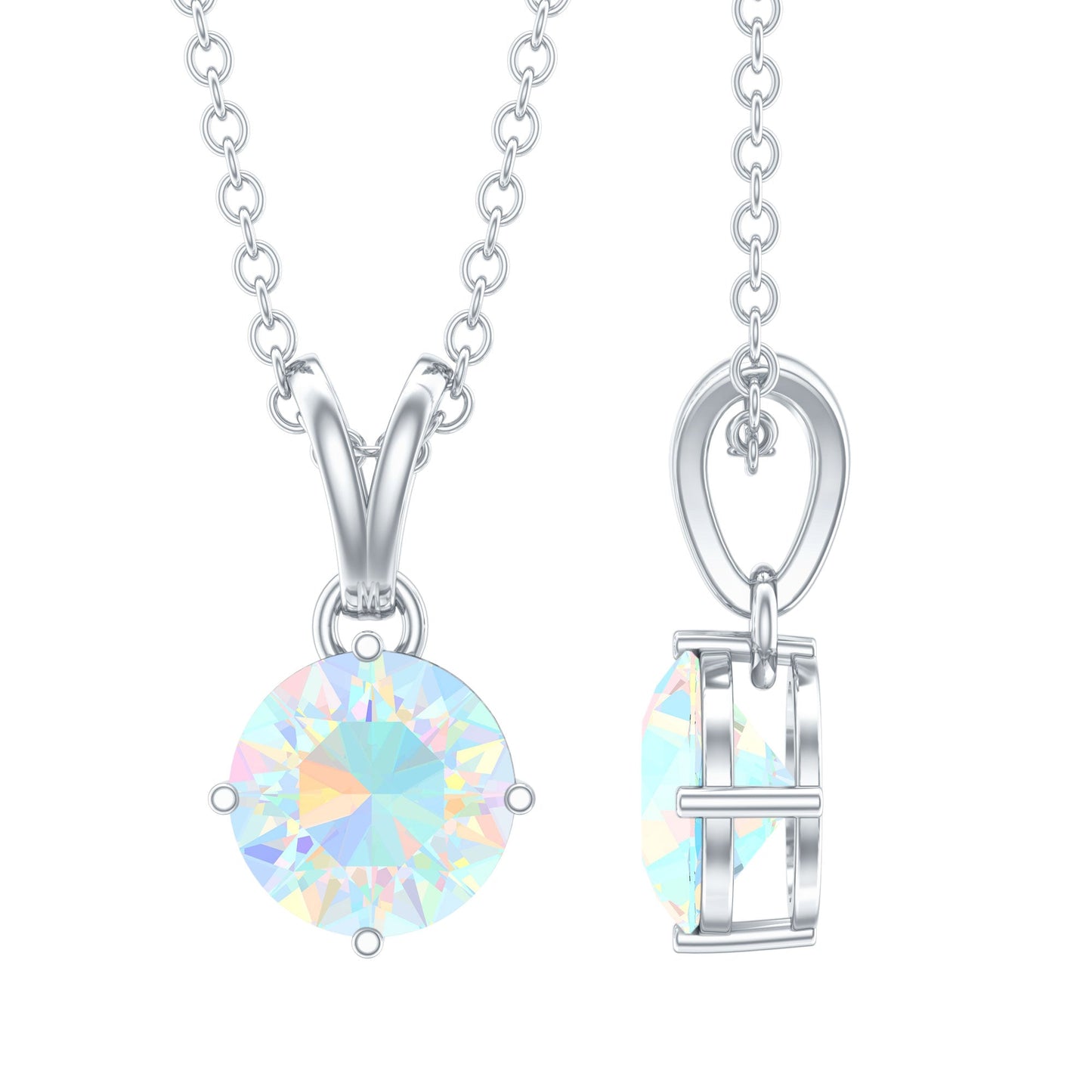 1/2 CT Round Cut Ethiopian Opal Solitaire Pendant