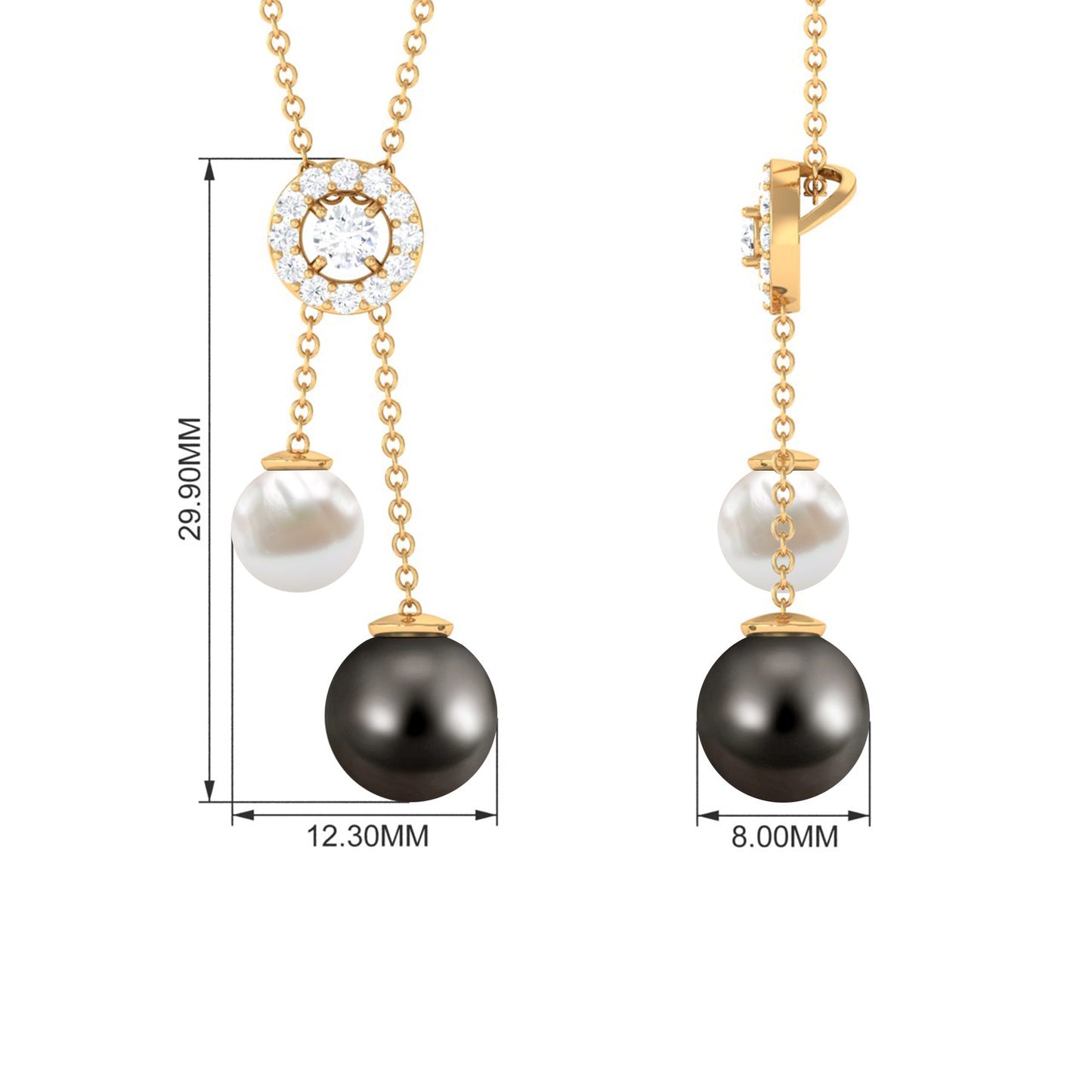Freshwater and Tahitian Pearl Dangle Pendant with Diamond
