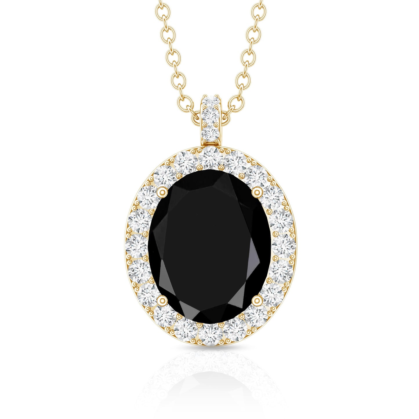 4.2 Carat Oval Shape Lab Created Black Diamond Statement Necklace
