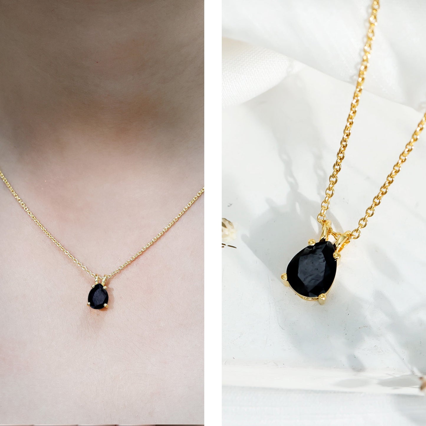 Pear Shaped 2.75 Carat Lab Grown Black Diamond Teardrop Necklace with Chain