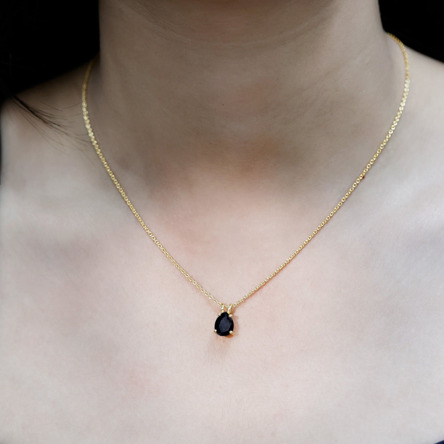 Pear Shaped 2.75 Carat Lab Grown Black Diamond Teardrop Necklace with Chain