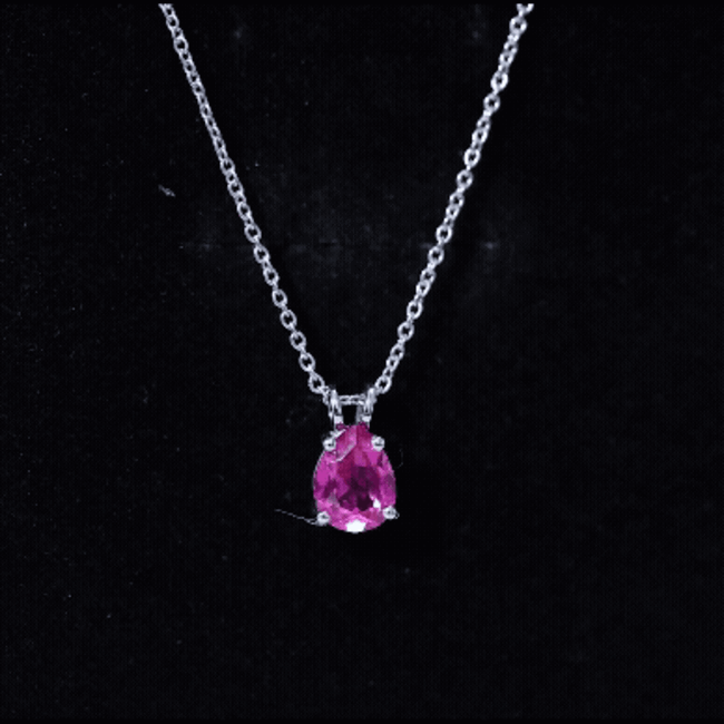 Certified 1.8 Carat Lab Grown Pink Sapphire Teardrop Necklace