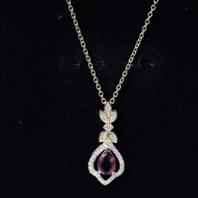 Natural Pink Tourmaline and Diamond Wedding Necklace for Bride
